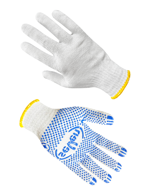 Рукавички трикотажні білі з ПВХ крапкою SEVEN 69058